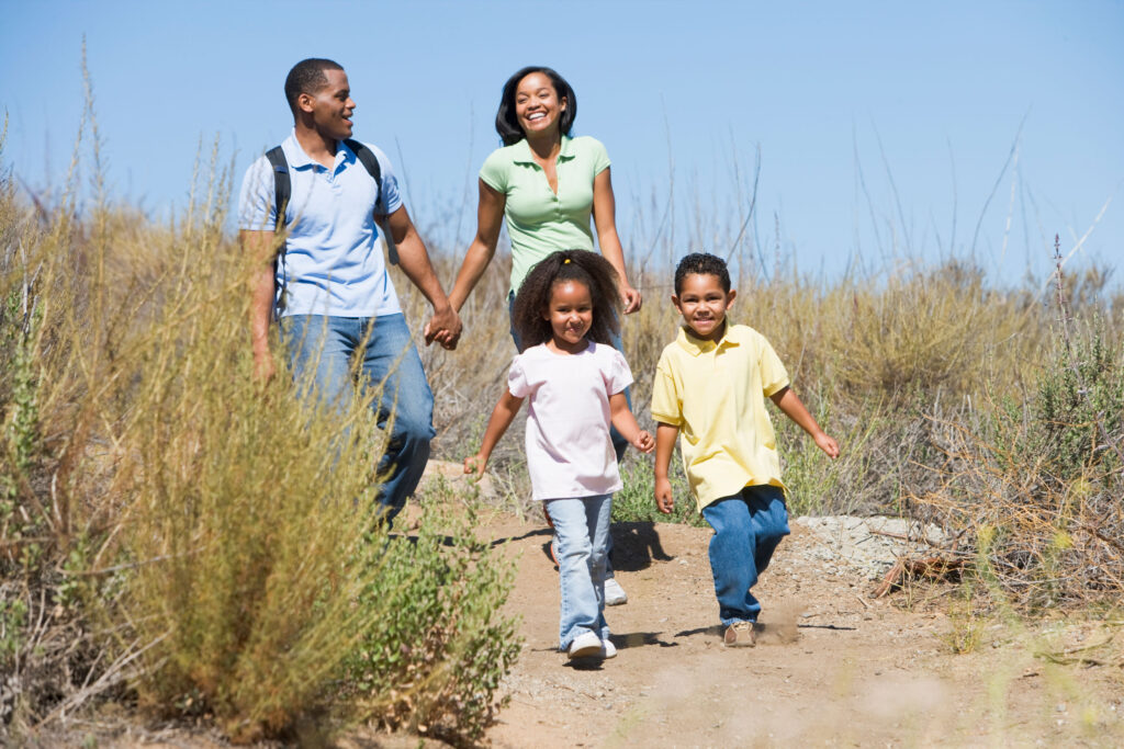 Peaceful Family Walking